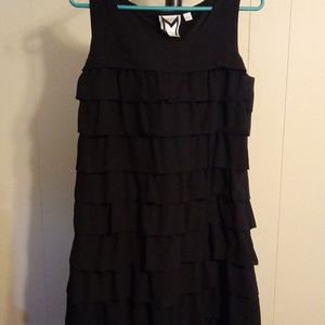 Mark Bouwer Black Tiered Ruffle Cocktail Sleeveless Dress